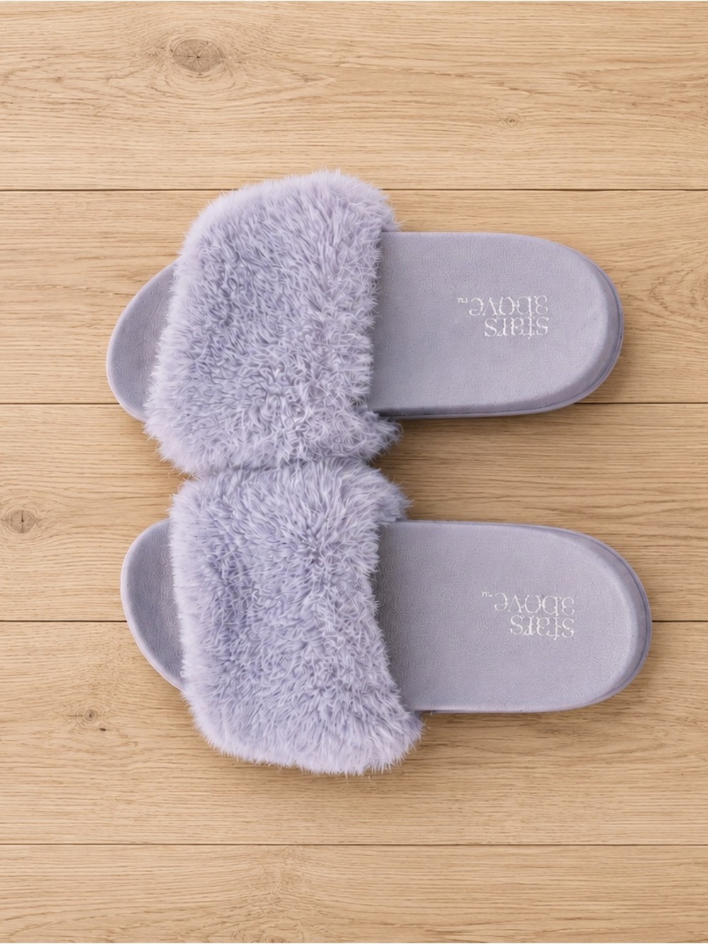 stars above Lavender Plush Slide Slippers for Women